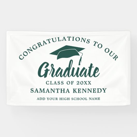 Banderoles Congratulations Graduate Simple Green And White (Horizontal)