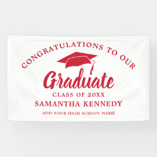 Banderoles Congratulations Graduate Simple Red And White