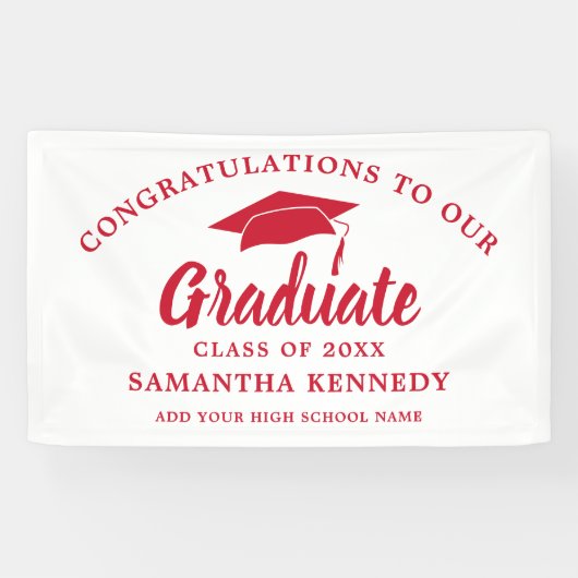 Banderoles Congratulations Graduate Simple Red And White (Horizontal)