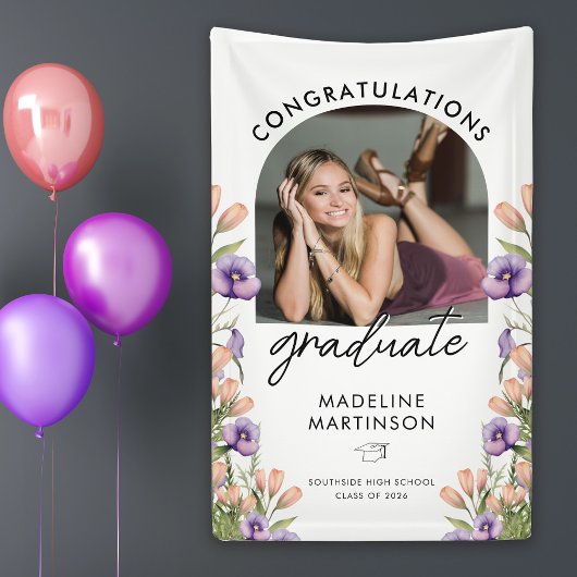 Banderoles Congratulations Graduate Wildflowers Arch Photo