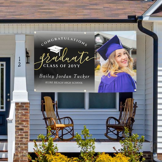 Banderoles Congratulations Script Black Gold Photo