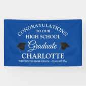 Banderoles Congratulations to our graduate blue custom text (Horizontal)