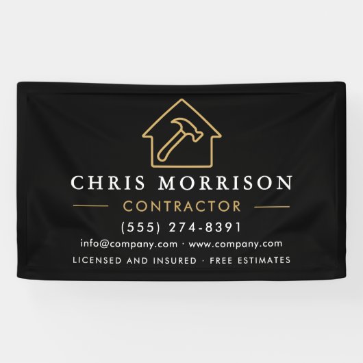 Banderoles Construction Company Black Gold Banner (Horizontal)