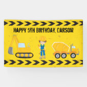 Banderoles Construction Excavator Custom Kids Joyeux annivers (Horizontal)