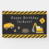 Banderoles Construction Joyeux Anniversaire avec Garçon d'âge (Horizontal)