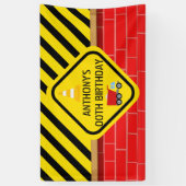 Banderoles Construction Thème Anniversaire fête personnalisée (Vertical)