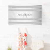 Banderoles Contemporain Faux Argent Ombre Gris (En situation)