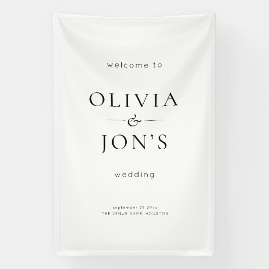 Banderoles Contemporary Black and White Wedding Welcome  (Verticale)