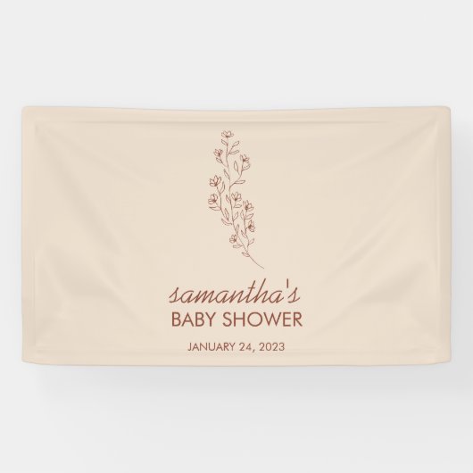Banderoles Contemporary Botanical Baby Shower Calligraphy Art (Horizontal)
