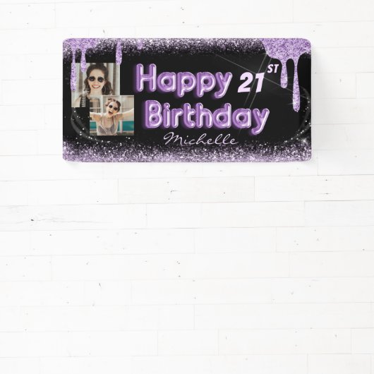 Banderoles Cool Black & Purple Parties scintillant N'importe (Insitu)