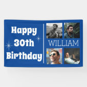 Banderoles Cool Blue Photo Collage âge Anniversaire (Horizontal)