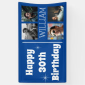 Banderoles Cool Blue Photo Collage âge Anniversaire (Vertical)