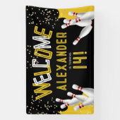 Banderoles Cool Bowling Black And Yellow Strip Party Bienvenu (Verticale)