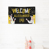 Banderoles Cool Bowling Black And Yellow Strip Party Bienvenu (Insitu)