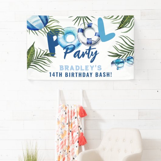 Banderoles Cool Dude Pool Party Boy Anniversaire (En situation)