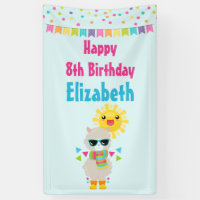 Cool Llama et souriant Kawaii Anniversaire du sole