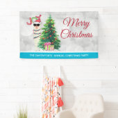 Banderoles Cool Llama sur Silver Bokeh & Icy Blue Christmas (En situation)