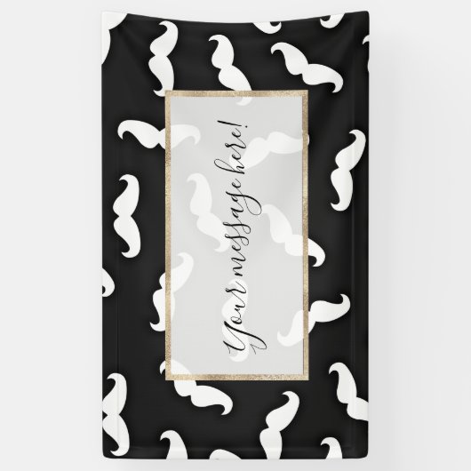 Banderoles Cool moderne Noir Blanc Mustache Motif (Vertical)