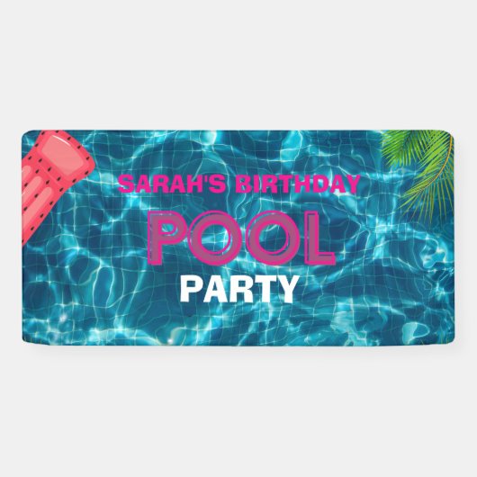 Banderoles Cool Pool Party | Nage Invitation d'anniversaire (Horizontal)