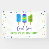 Banderoles Cool Un 1er anniversaire Ice Pop bleu vert (Horizontal)