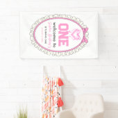 Banderoles Coquette à mâchoires roses 1er anniversaire (En situation)