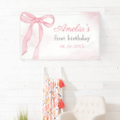Banderoles Coquette Aquarelle rose mignonne Bow Anniversaire (En situation)
