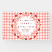 Banderoles Coquette Berry Premier Anniversaire Rouge Gingham (Horizontal)