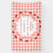 Banderoles Coquette Berry Premier Anniversaire Rouge Gingham (Vertical)