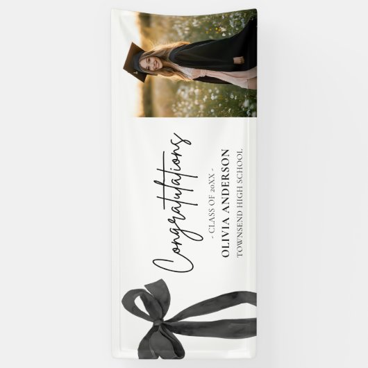 Banderoles Coquette Black Bow Graduation Félicitations (Vertical)