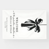 Banderoles Coquette Black Bow & Tassel Graduation Party Sign (Horizontal)