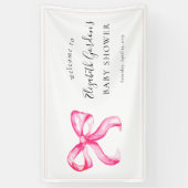 Banderoles Coquette Bow rose Baby shower Élégant minimaliste (Vertical)