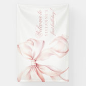 Banderoles Coquette Bow rose Fille 1er anniversaire (Verticale)