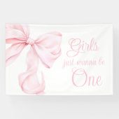 Banderoles Coquette Bow rose Fille 1er anniversaire (Horizontal)