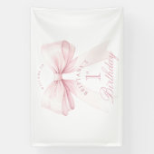 Banderoles Coquette Bow rose Premier anniversaire (Verticale)