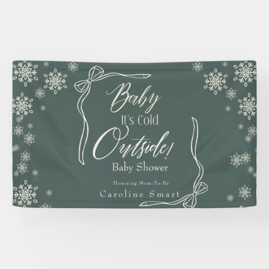 Banderoles Coquette hiver vert bébé il fait froid (Horizontal)