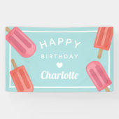 Banderoles Coral et rose Anniversaire de enfant de Popsicle (Horizontal)