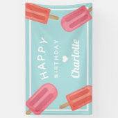 Banderoles Coral et rose Anniversaire de enfant de Popsicle (Vertical)