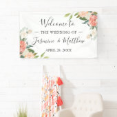 Banderoles Coral Peach Floral Mariage Fête (En situation)