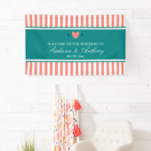 Banderoles Coral rose, blanc et Mariage Turquoise (En situation)