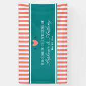 Banderoles Coral rose, blanc et Mariage Turquoise (Vertical)