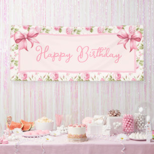 Banderoles Cottage rose Rose Joyeux anniversaire