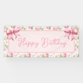 Banderoles Cottage rose Rose Joyeux anniversaire (Horizontal)