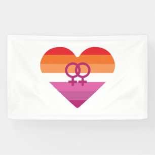 Banderoles Coucher de soleil lesbien Cœur WLW