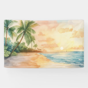 Banderoles Coucher de soleil tropical à l'aquarelle