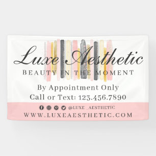 Banderoles Couleur d'aquarelle rose et Rose or noire