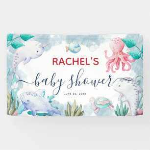 Banderoles Couleur d'eau douce sous le Baby shower marin