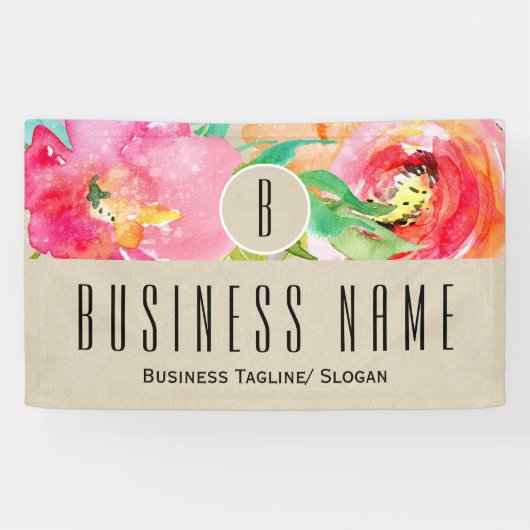 Banderoles Couleur Florale Moderne Rustique Kraft Botanique (Horizontal)