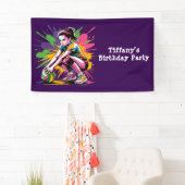 Banderoles Couleur Splash Volleyball Fille Anniversaire (En situation)