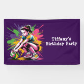 Banderoles Couleur Splash Volleyball Fille Anniversaire (Horizontal)