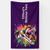 Banderoles Couleur Splash Volleyball Fille Anniversaire (Vertical)